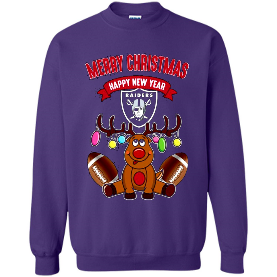 Oakland Raiders NFL Reindeer Funny Merry Christmas And Happy New Year