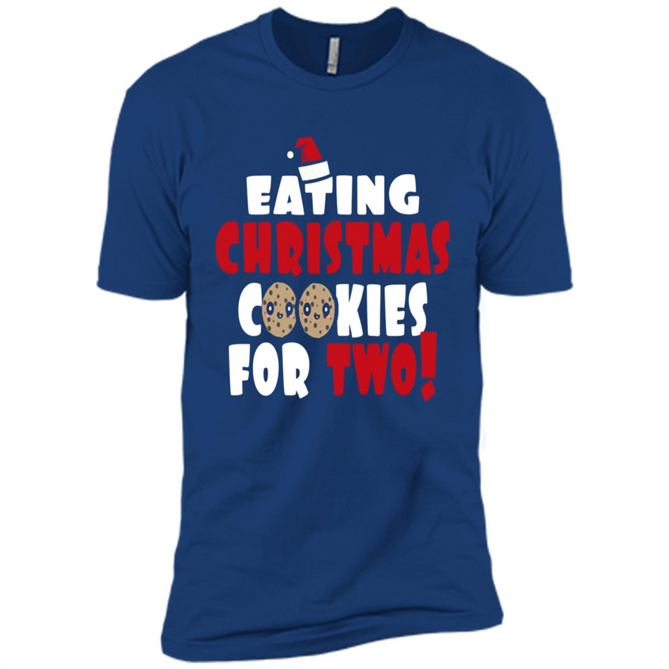 Womens Funny Eating Christmas Cookies For Two Pregnancy - Premium Short Sleeve T-Shirt
