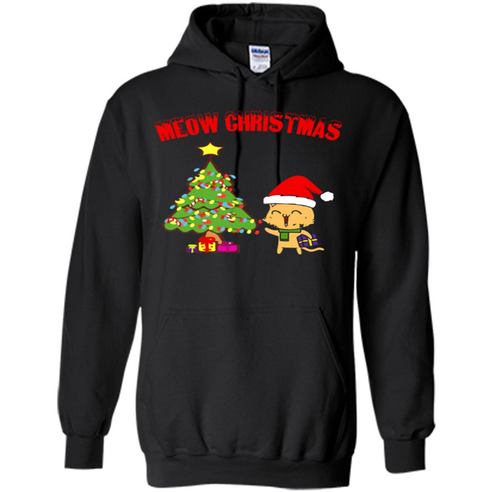 Meow merry christmas- cat and pine merry christmas - Hoodie
