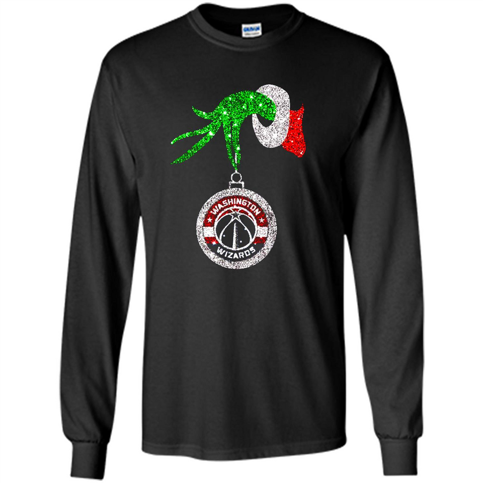 Funny Washington Wizards Glitter Grinch Monogram Ornament Christmas - Long Sleeve T-Shirt
