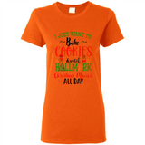 I just Want to bake Cookies and watch Hallmark Christmas movies White T-Shirt - Ladies Short-Sleeve
