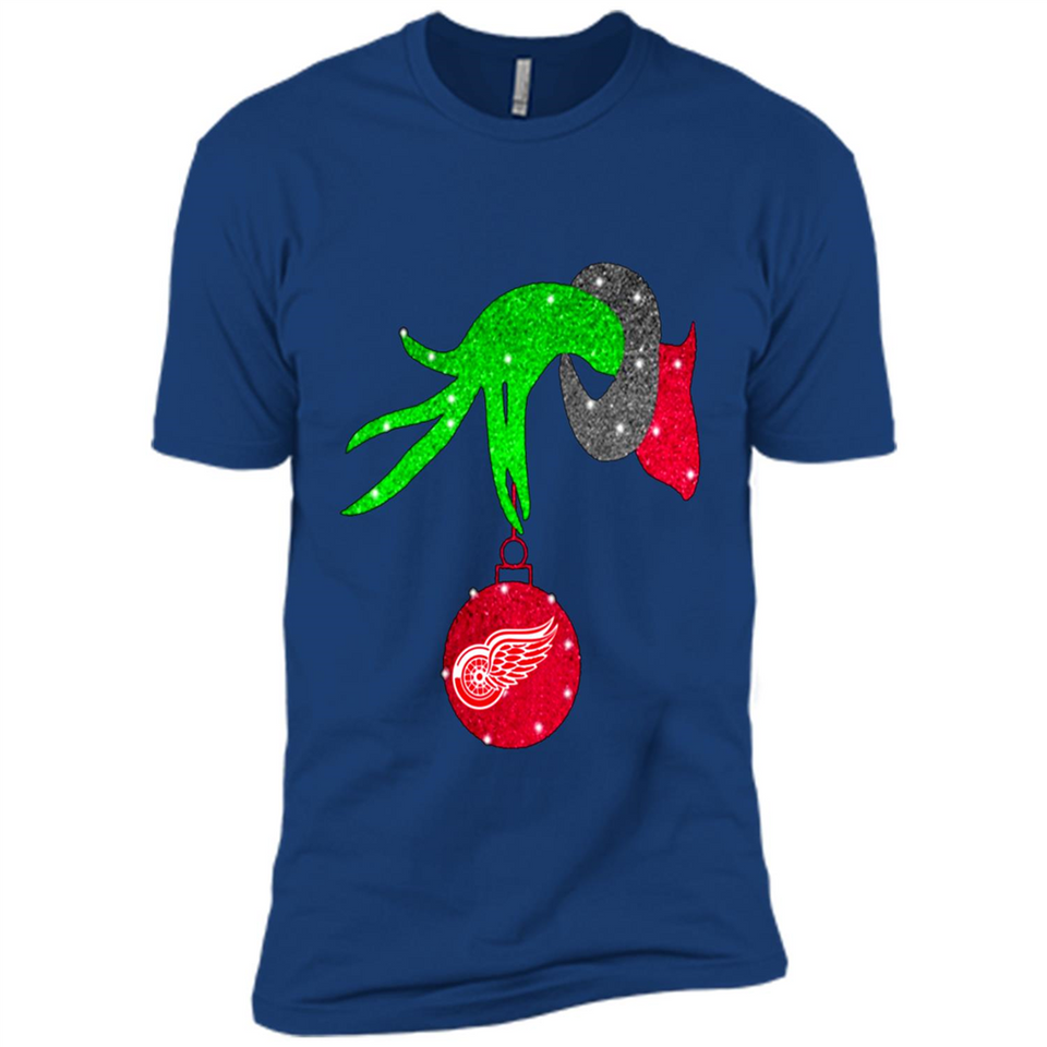 GRINCH HAND HOLDING DETROIT RED WINGS GLITTER CHRISTMAS PINGPONG