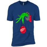 GRINCH HAND HOLDING DETROIT RED WINGS GLITTER CHRISTMAS PINGPONG