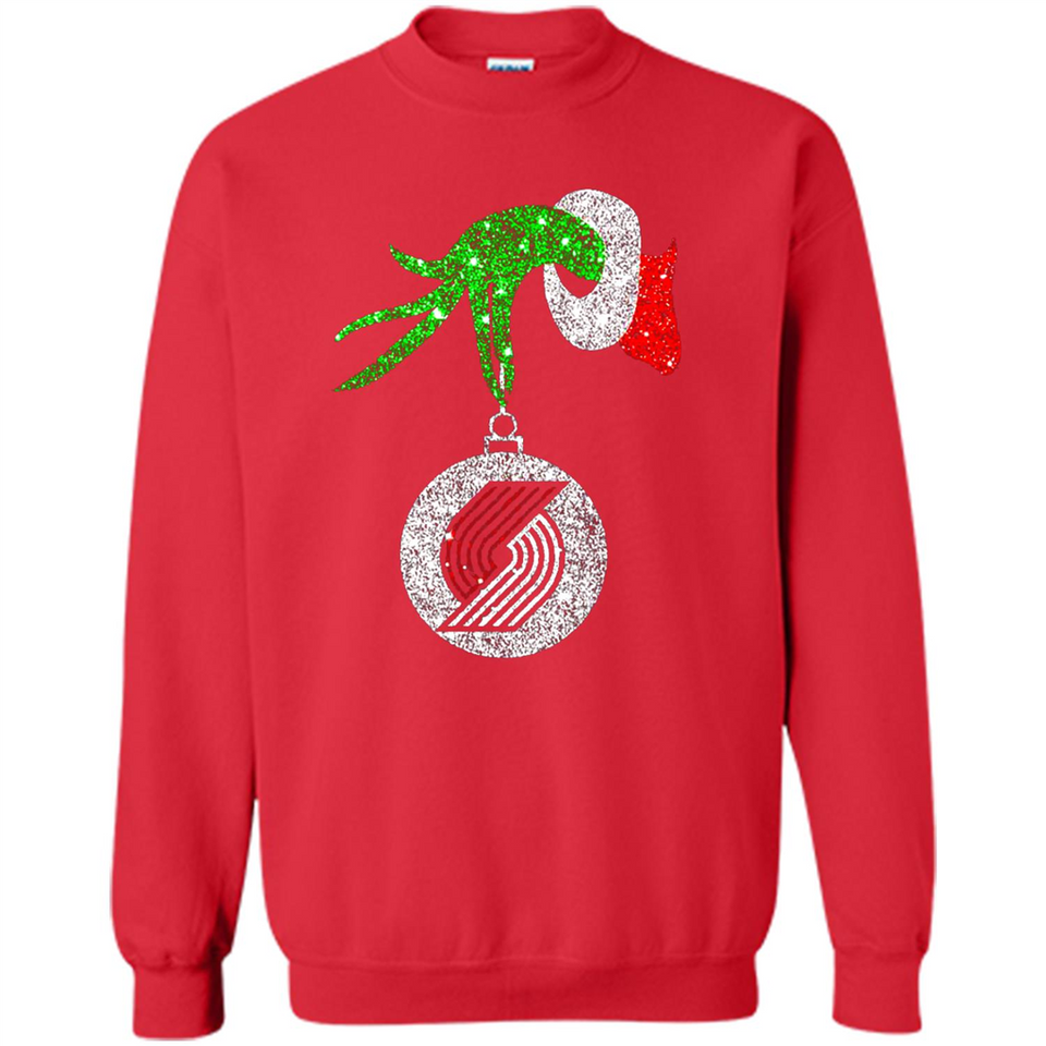 Amazing shirt Portland Trail Blazers Glitter Grinch Monogram Ornament Christmas - Sweatshirt