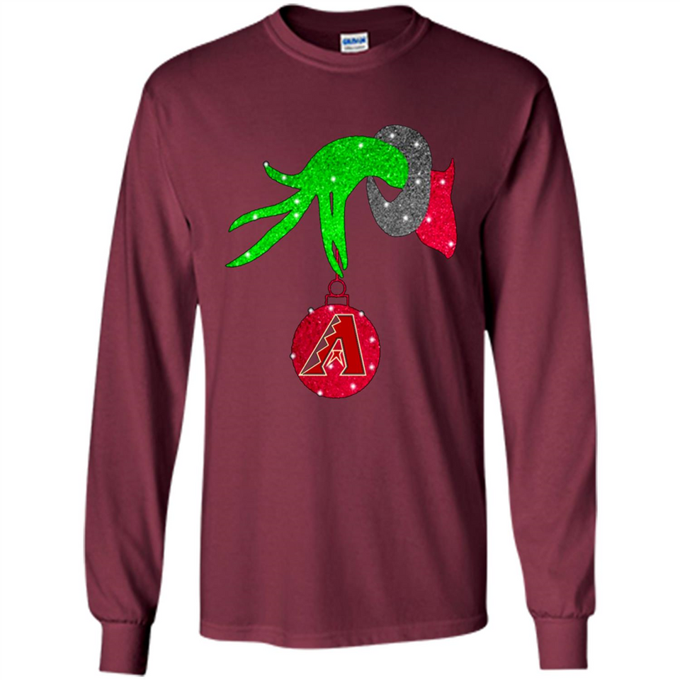 GRINCH HAND HOLDING ARIZONA DIAMONDBACKS GLITTER CHRISTMAS PINGPONG