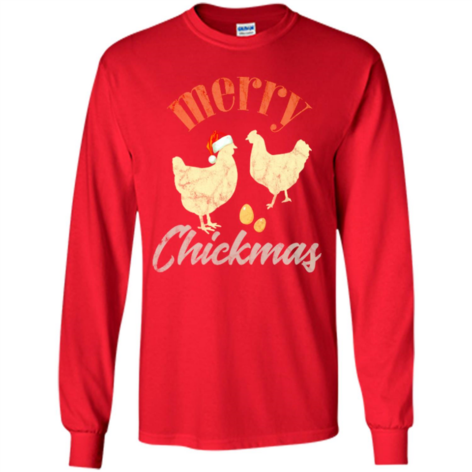 Christmas Chicken Vintage Shirt Funny Santa Hen Farmer Lover - Long Sleeve T-Shirt