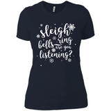 Sleigh Bells Ring Are You Listening Christmas Carol - Ladies' Boyfriend T-Shirt