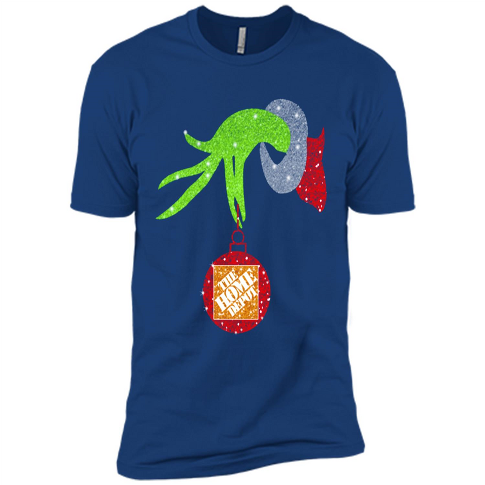 Grinch hand holding Logo HomeDepot Glitter Christmas - Premium Short Sleeve T-Shirt
