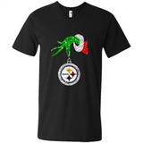 Fantastic Pittsburgh Steelers Glitter Grinch Monogram Ornament Christmas Gift - Men's V-Neck