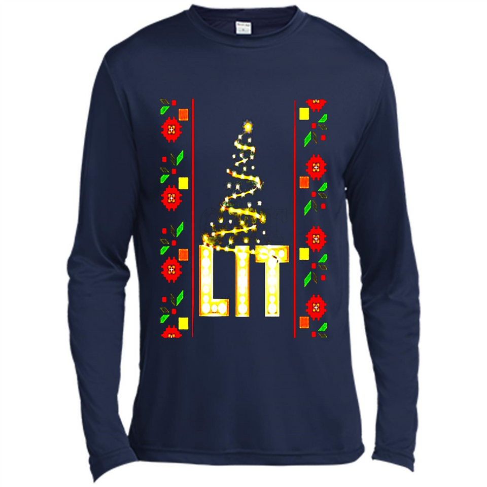 Funny Lets Get Lit Christmas Tree - Canvas Long Sleeve T-Shirt