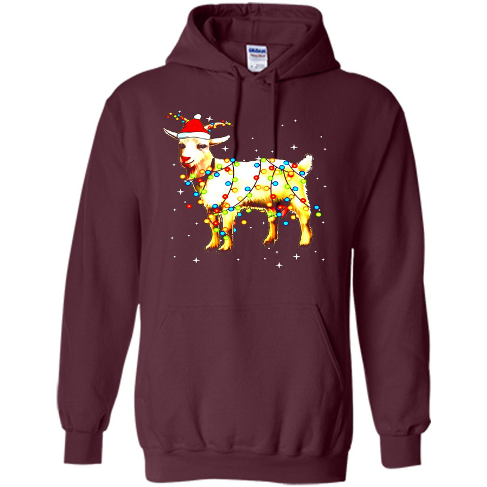Christmas Lights Goat Wearing Santa Hat T-Shirt - Hoodie