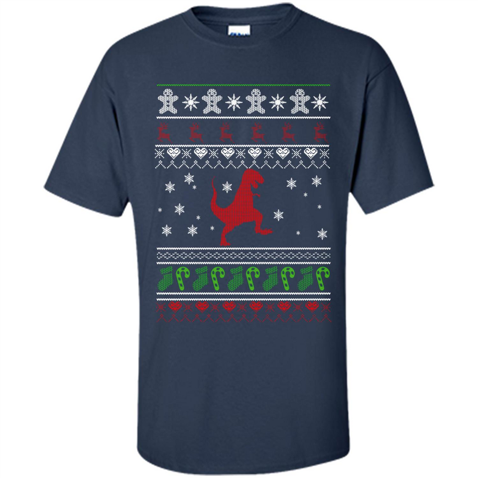 Dinosaur and Santa Ugly Christmas Sweater - Shirt