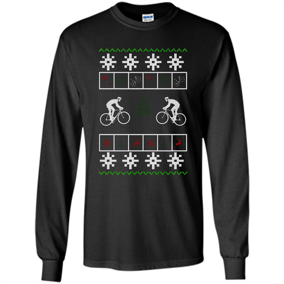 Christmas Ugly Sweater Cycling - Best Ugly Christmas Sweater - Long Sleeve T-Shirt