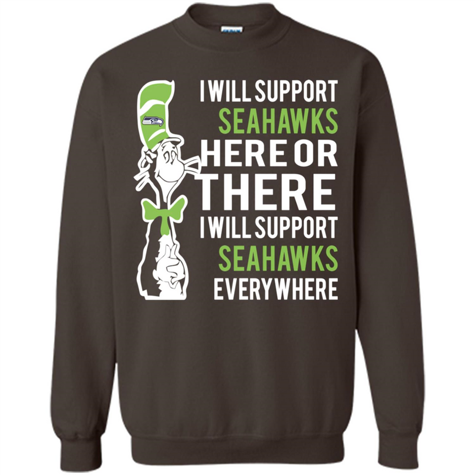 Shirt For Dr Seuss Cat And Seattle Seahawks Fans - Sweatshirt