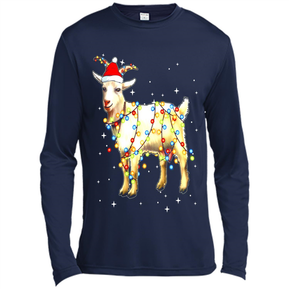 Christmas Lights Goat Wearing Santa Hat Funny Xmas - Canvas Long Sleeve T-Shirt