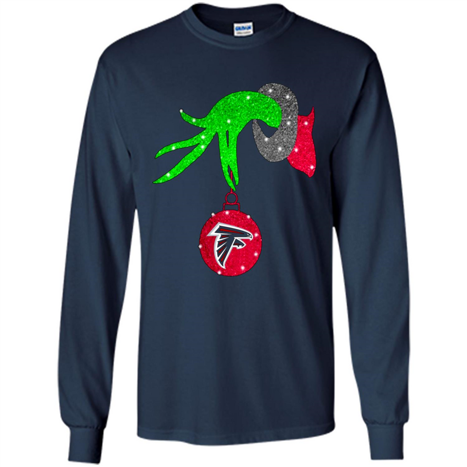 GRINCH HAND HOLDING ATLANTA FALCONS GLITTER CHRISTMAS PINGPONG