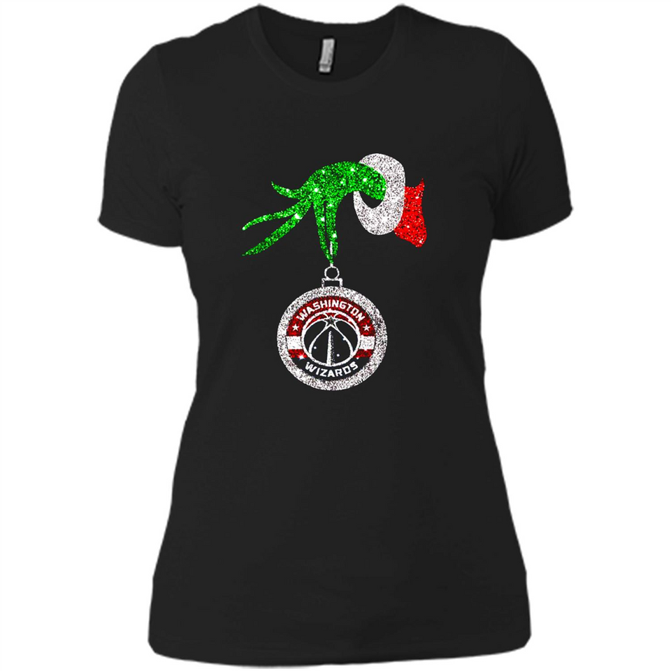 Funny Washington Wizards Glitter Grinch Monogram Ornament Christmas - Ladies' Boyfriend T-Shirt
