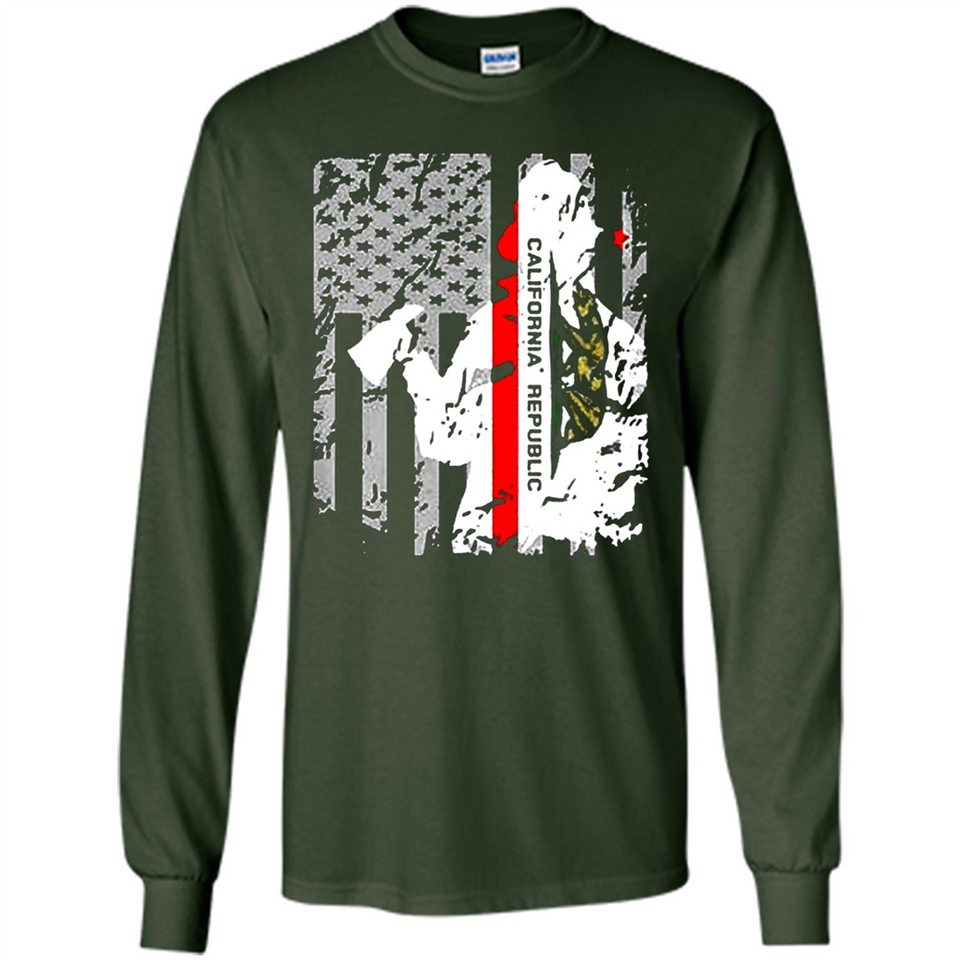 Paradise California Firefighter Thin Red Line Funds Youth T-Shirt PINGPONG - Long Sleeve T-Shirt