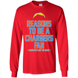 Reasons to be a Los Angeles Chargers Fan Complete List on Back - Long Sleeve T-Shirt