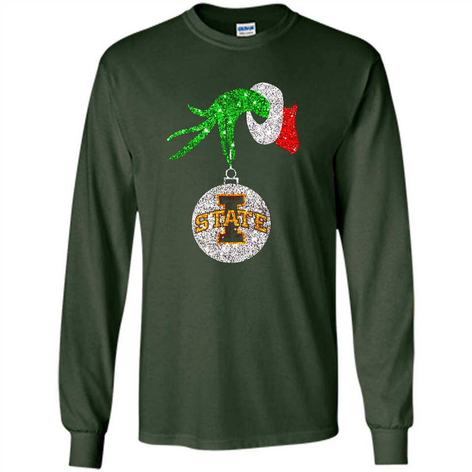 Amazing Iowa State Cyclones Glitter Grinch Monogram Ornament Christmas Gift - Long Sleeve T-Shirt