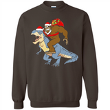 Bigfoot Riding Dinosaurus T-Shirt Funny Bigfoot Santa - Sweatshirt