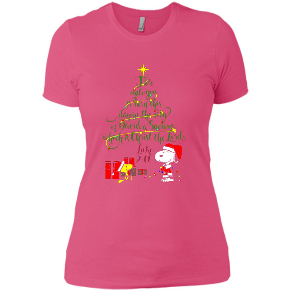 Snoopy Christmas Tree T-Shirt - Ladies' Boyfriend T-Shirt