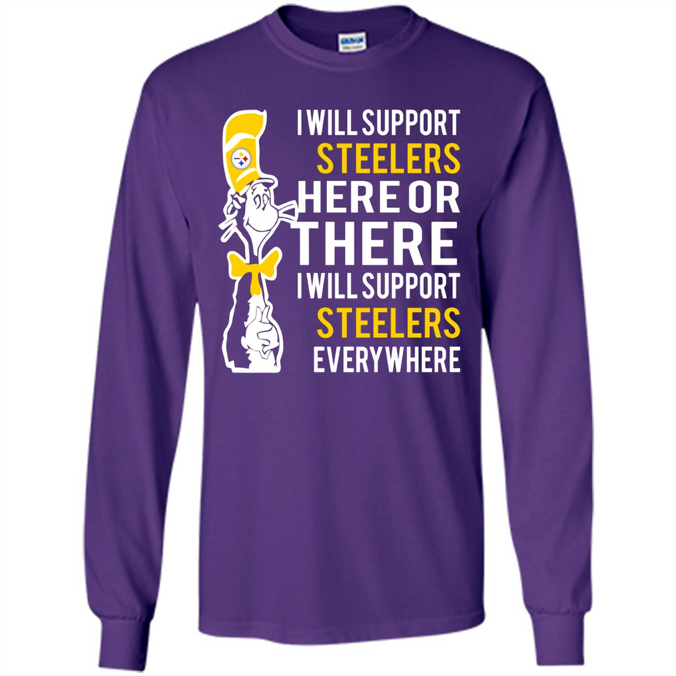 Shirt For Dr Seuss Cat And Pittsburgh Steelers Fans - Long Sleeve T-Shirt