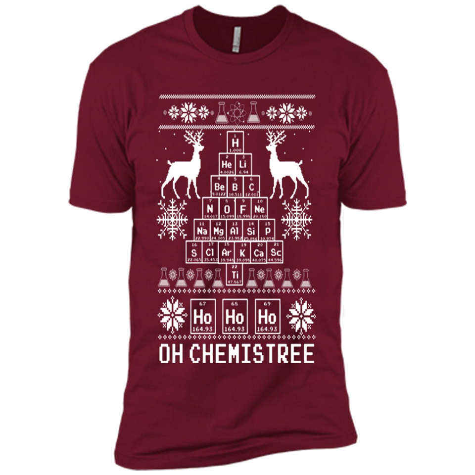 Oh Chemistry Tree Ugly Christmas Sweater - Premium Short Sleeve T-Shirt