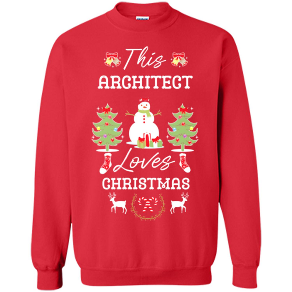 This Architect Loves Christmas Tree Shirt with Snowman