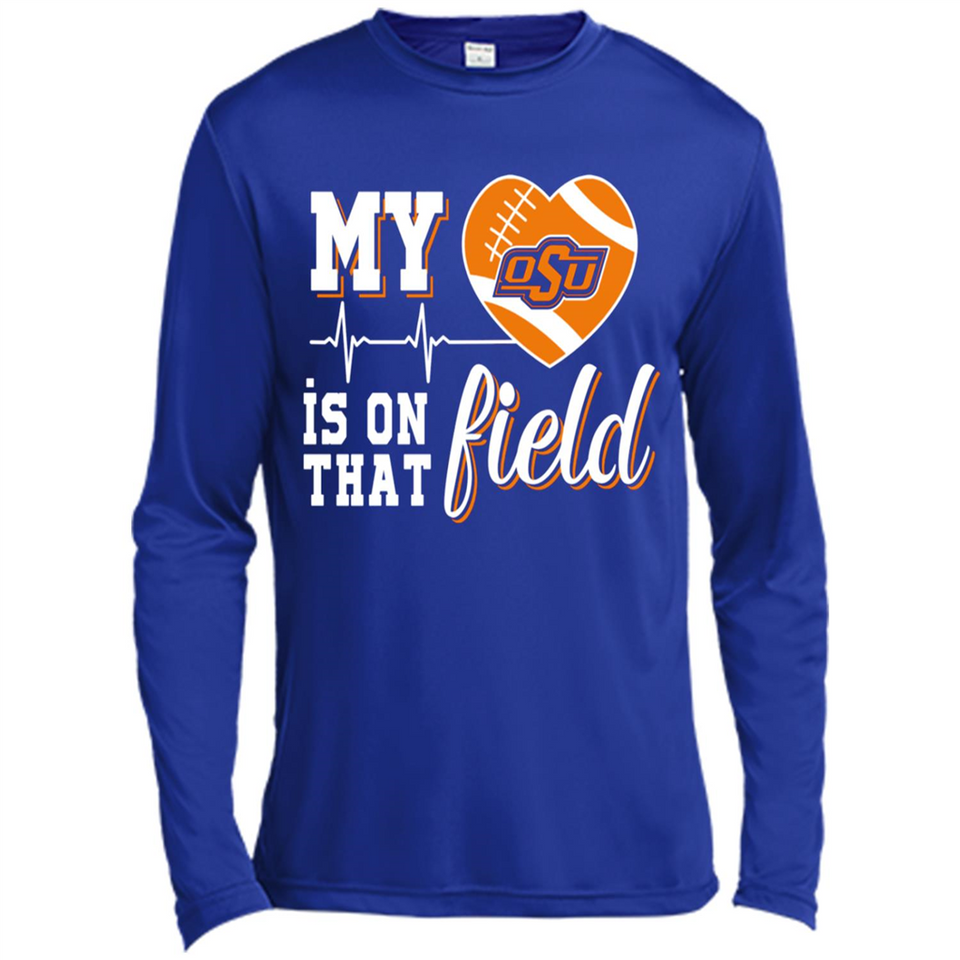 Oklahoma State Cowboys Football My Heart is on that Field - Canvas Long Sleeve T-Shirt