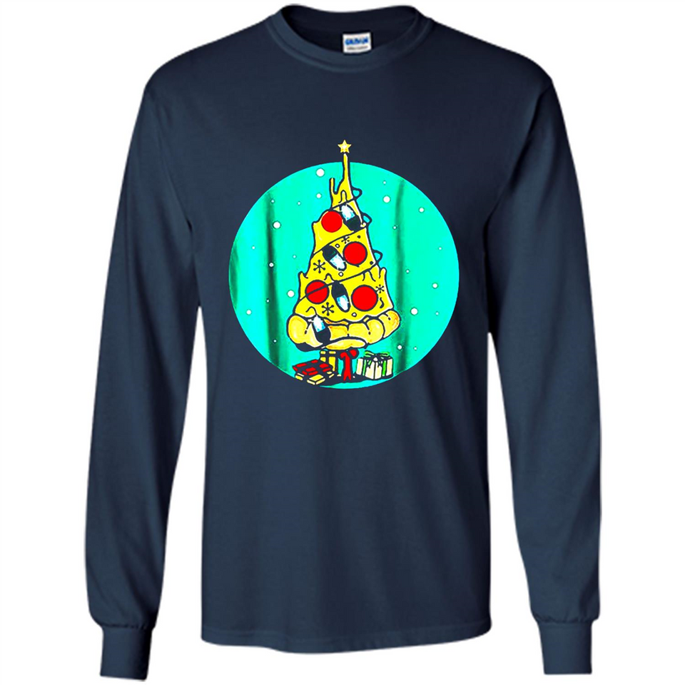 Funny Pizza Ugly Christmas Sweater Xmas Pizza Tree - Long Sleeve T-Shirt