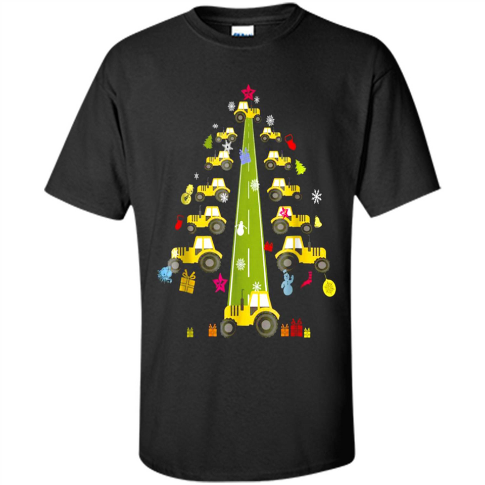 Tractor Car Christmas Tree T-shirt For Drivers