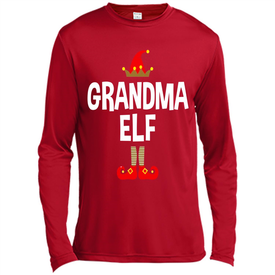 Grandma Elf Shirt -Family Matching Christmas Pajamas - Canvas Long Sleeve T-Shirt