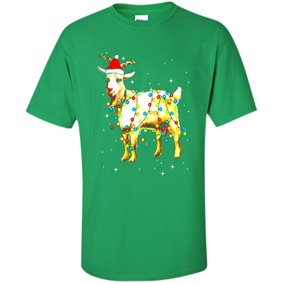 Christmas Lights Goat Wearing Santa Hat T-Shirt - Shirt