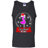 Christmas In July Flamingo Snow Globe Santa Hat - Tank Top