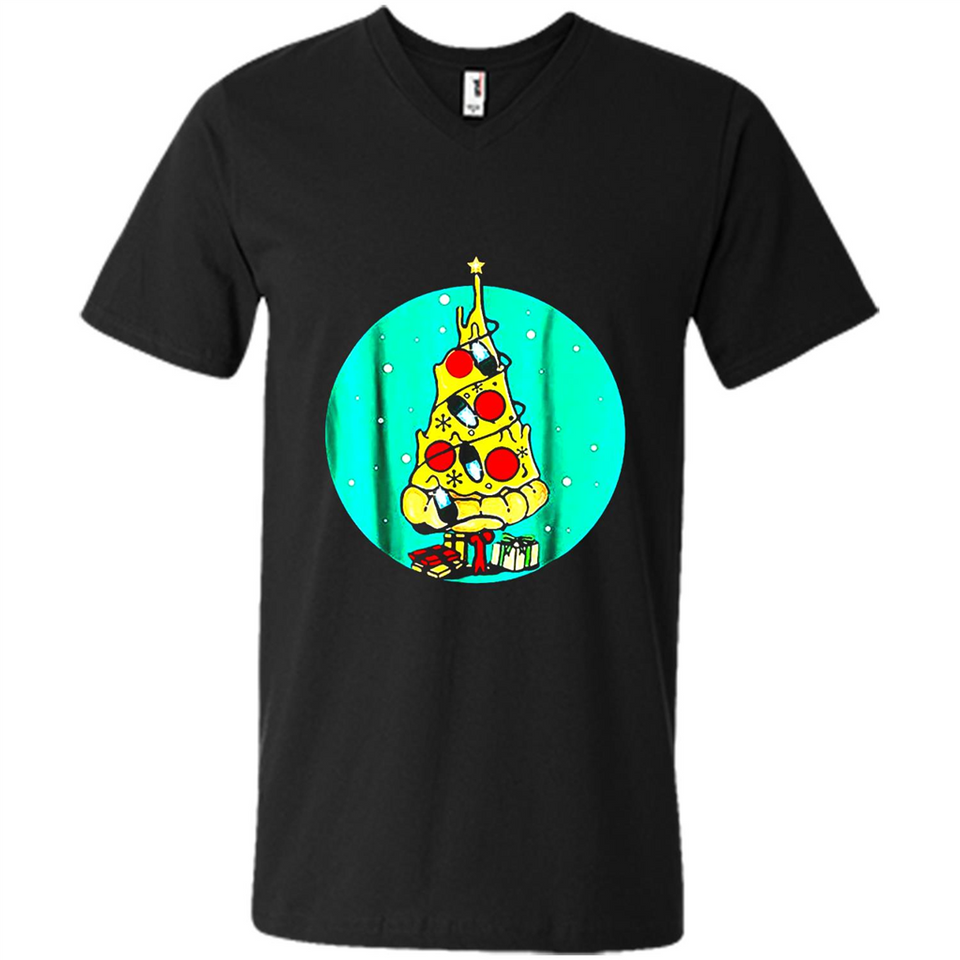 Funny Pizza Ugly Christmas Sweater Xmas Pizza Tree - Men's V-Neck