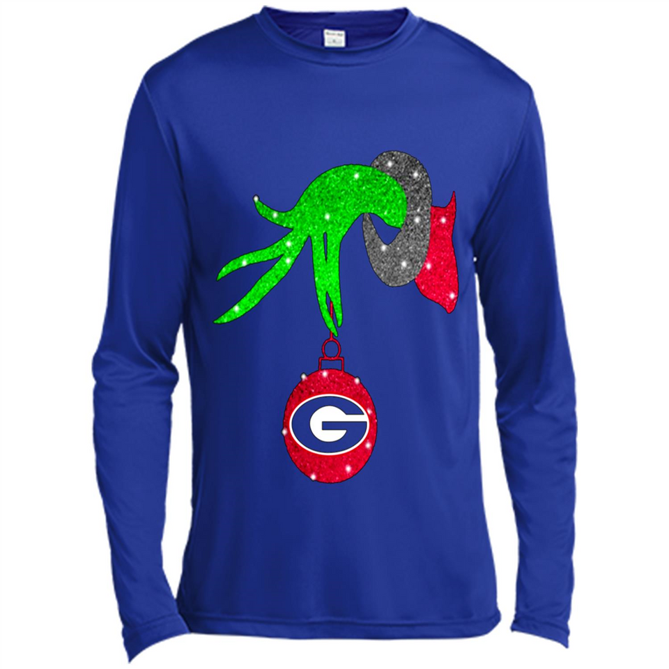 GRINCH HAND HOLDING GEORGIA BULLDOGS GLITTER CHRISTMAS PINGPONG