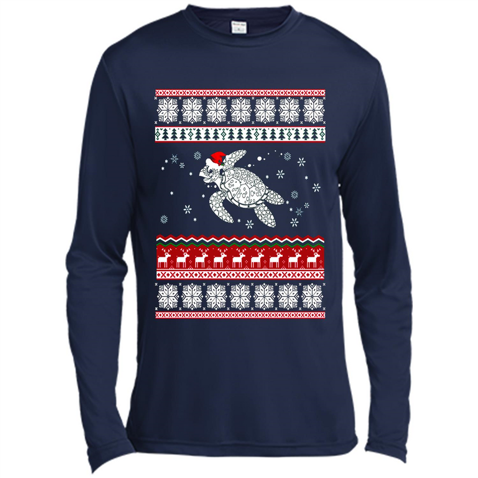 Sea Turtle Ugly Christmas T-Shirt - Canvas Long Sleeve T-Shirt