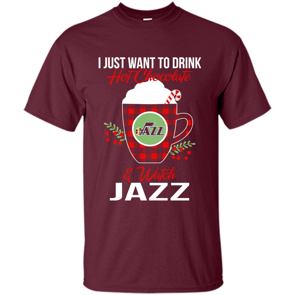 I Just Want To Drink Hot Chocolate & Watch Utah Jazz Ugly Christmas Sweater PINGPONG