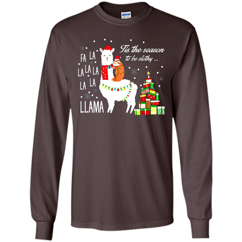 Llama Tis the season to be slothy Christmas sweatshirt PINGPONG - Long Sleeve T-Shirt