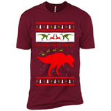 Dinosaur and Santa Clause Ugly Christmas Sweater - Premium Short Sleeve T-Shirt