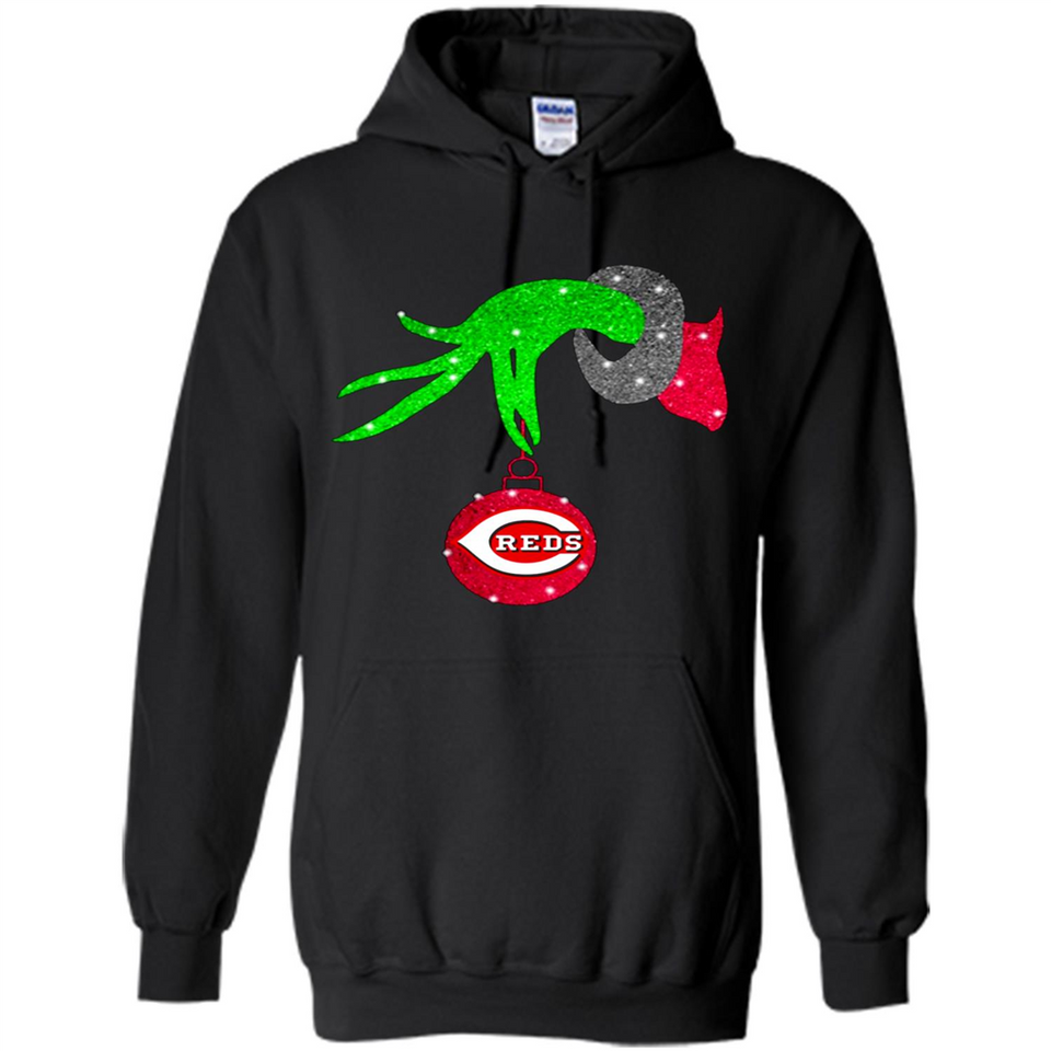 GRINCH HAND HOLDING CINCINNATI REDS GLITTER CHRISTMAS PINGPONG