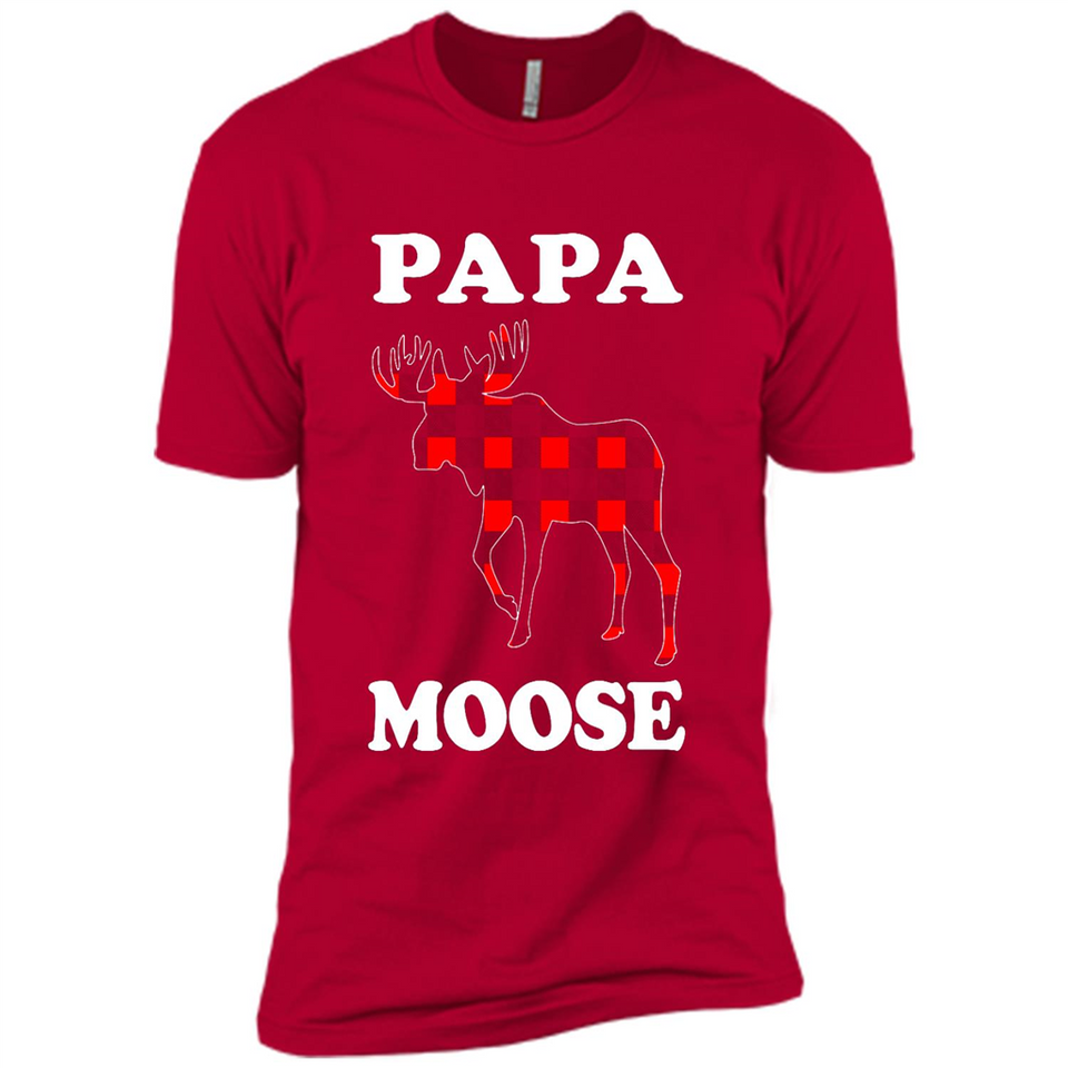 Papa Moose Funny Christmas Plaid Buffalo T-Shirt - Premium Short Sleeve T-Shirt