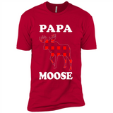 Papa Moose Funny Christmas Plaid Buffalo T-Shirt - Premium Short Sleeve T-Shirt