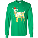 Christmas Lights Goat Wearing Santa Hat Funny Xmas - Long Sleeve T-Shirt