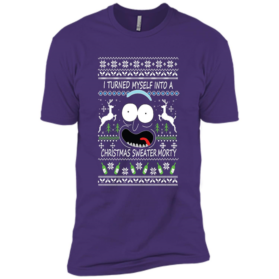 RICK AND MORTY-I TURNED MYSELF INTO A CHRISTMAS SWEATER MORTY UGLY XMAS SWEATER