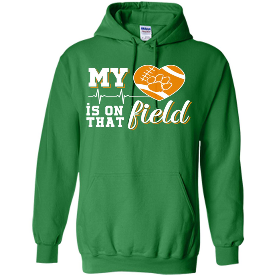Clemson Tiger Paw Football My Heart is on that Field - Hoodie