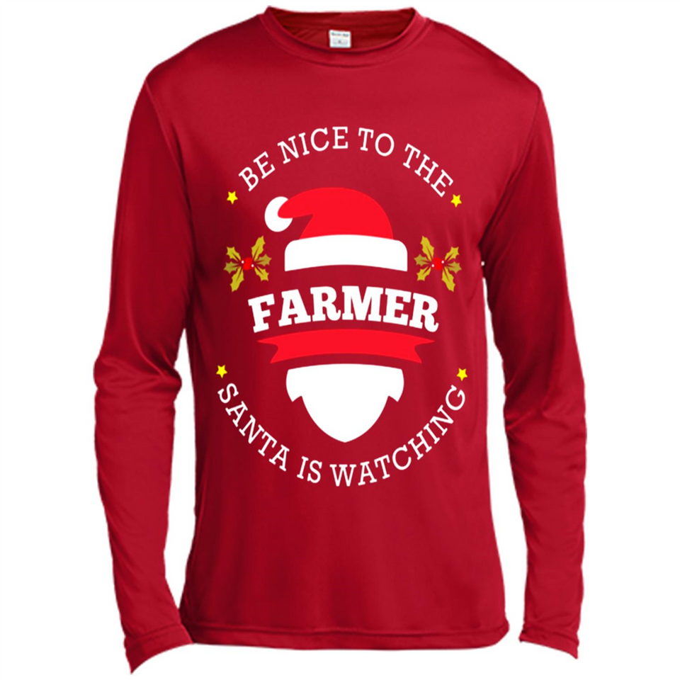 Be Nice to Farmer Santa Watching Christmas 1 - Canvas Long Sleeve T-Shirt