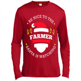 Be Nice to Farmer Santa Watching Christmas 1 - Canvas Long Sleeve T-Shirt