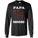 Papa Moose Funny Christmas Plaid Buffalo T-Shirt - Long Sleeve T-Shirt